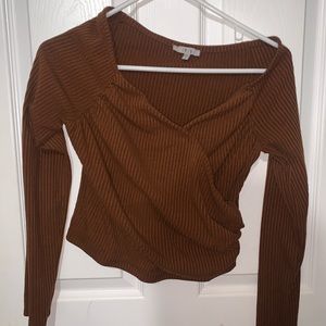 Brown Cross Off the Shoulder Top